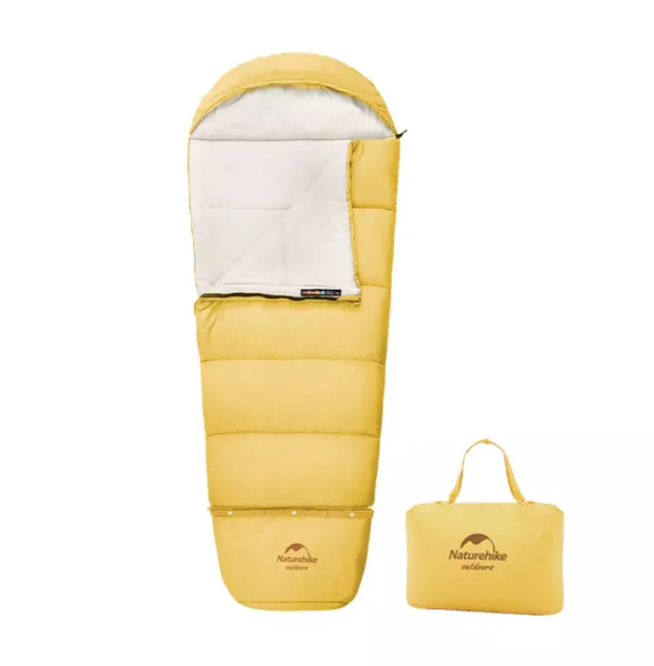 Мешок спальный Naturehike Compact C300, 190х75 см, (правый) (ТК: +6C), Желтый (уценка)