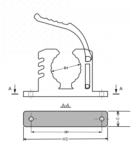 Крепление лопаты (33-40 мм) под 2 болта, поперечное Крепление лопаты (33-40 мм) под 2 болта, поперечное