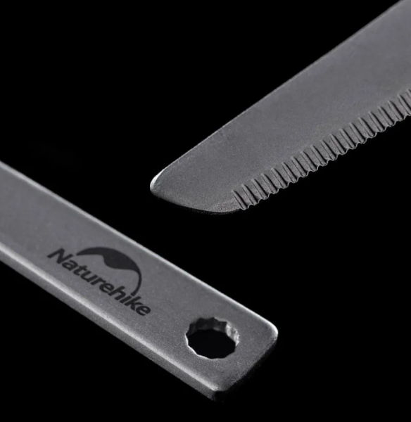 3 Набор столовых приборов Naturehike (нож, вилка, ложка), титан, в чехле