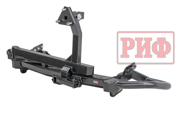 Бампер РИФ силовой задний Mitsubishi Pajero Sport 2015+ c квадр. под фаркоп, калиткой, подсвет. ном. Бампер РИФ силовой задний Mitsubishi Pajero Sport 2015+ c квадр. под фаркоп, калиткой, подсвет. ном.