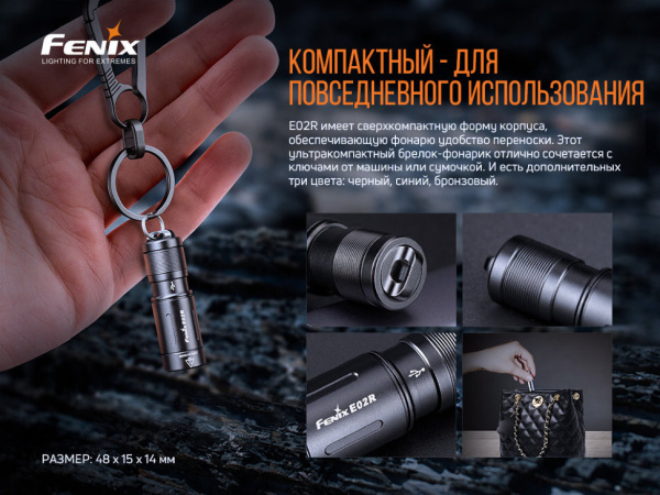 4 Фонарь Fenix E02R голубой 200 люмен 4 Фонарь Fenix E02R голубой 200 люмен