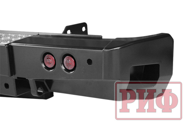 Бампер РИФ задний Toyota Tundra 2007+ с площадкой под лебёдку, квадратом под фаркоп и фонарями Бампер РИФ задний Toyota Tundra 2007+ с площадкой под лебёдку, квадратом под фаркоп и фонарями