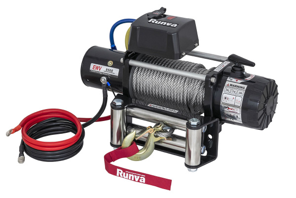 Лебёдка электрическая 12V Runva 9500 lbs 4350 кг (стальной трос) Лебёдка электрическая 12V Runva 9500 lbs 4350 кг (стальной трос)