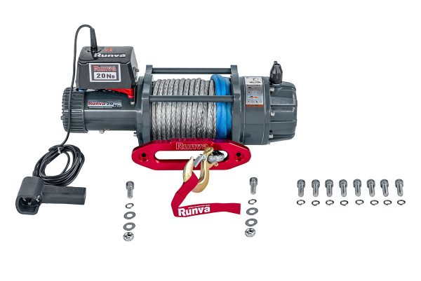 Лебёдка электрическая 24V Runva 20000 lbs влагозащищенная (синтетический трос) Лебёдка электрическая 24V Runva 20000 lbs влагозащищенная (синтетический трос)