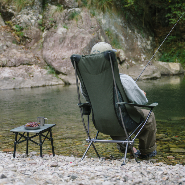 Кресло туристическое Naturehike YL06 складное, 47х36,5х98,5 см, высокая спинка, до 150 кг, зеленое