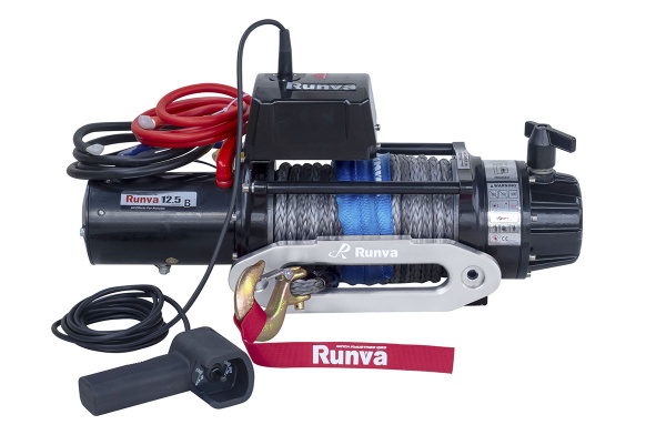 Лебёдка электрическая 24V Runva 12500 lbs 5670 кг (влагозащищенная) синтетический трос Лебёдка электрическая 24V Runva 12500 lbs 5670 кг (влагозащищенная) синтетический трос