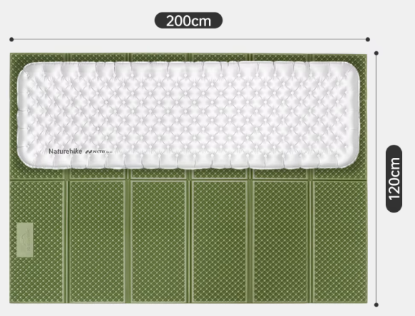 Коврик туристический Naturehike двойной 200х120х1.8 см. IXPE, зеленый