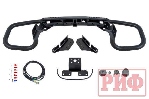 Бампер задний силовой/защита штатного бампера РИФ Nissan Patrol Y62 c квадратом под фаркоп