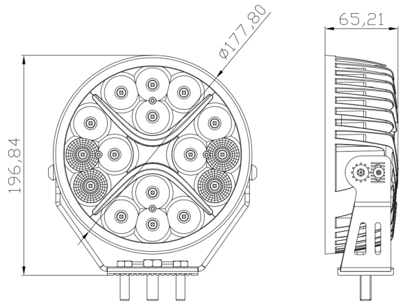 Фара комбинированного света РИФ 178 мм 80W LED