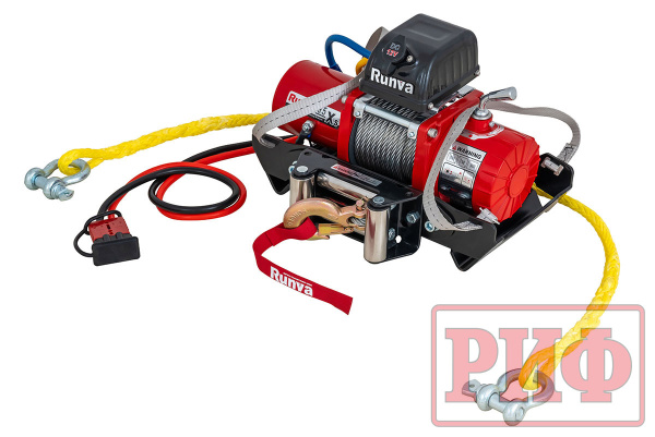 Лебёдка переносная РИФ 9.5XS c облегчённой площадкой и проводами в сборе, короткий барабан, стальной трос