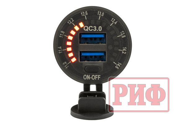 Розетка USB 2 QC 3.0 с вольтметром Розетка USB 2 QC 3.0 с вольтметром