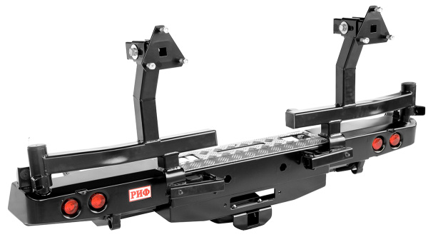 Бампер РИФ задний Toyota Hilux 2005-2014 с площад. под лебёдку, фаркопом и фонарями и 2-я катитками Бампер РИФ задний Toyota Hilux 2005-2014 с площад. под лебёдку, фаркопом и фонарями и 2-я катитками