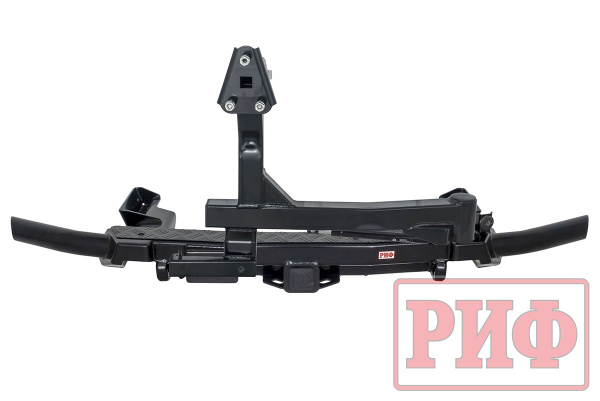 Бампер РИФ силовой задний Renault Duster 2021+ c квадратом под фаркоп, калиткой и подсветкой номера Бампер РИФ силовой задний Renault Duster 2021+ c квадратом под фаркоп, калиткой и подсветкой номера