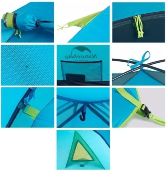 Палатка Naturehike P-Series 3-местная, алюминиевый каркас, голубая