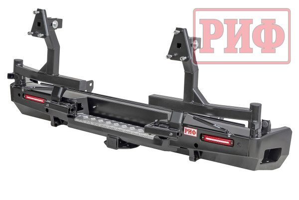 Бампер РИФ силовой задний Toyota Tundra 2007+ с квадратом под фаркоп, 2-мя калитками и фонарями Бампер РИФ силовой задний Toyota Tundra 2007+ с квадратом под фаркоп, 2-мя калитками и фонарями