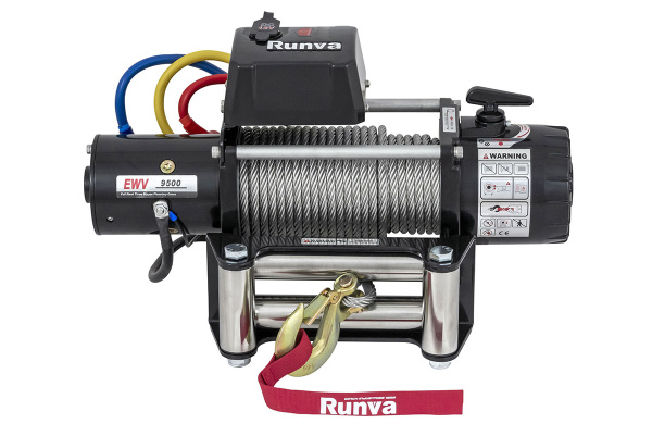 Лебёдка электрическая 12V Runva 9500 lbs 4350 кг (стальной трос) Лебёдка электрическая 12V Runva 9500 lbs 4350 кг (стальной трос)