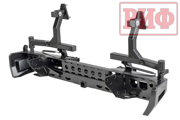 Бампер РИФ силовой задний Toyota Tundra 2007-09.2013 с квадратом под фаркоп, 2-мя калитками, фонарями, подсветкой номера