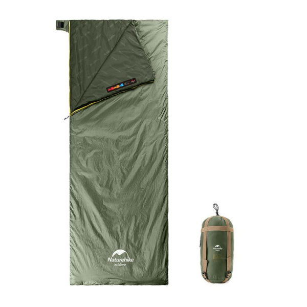 Мешок спальный Naturehike LW180, 190х75 см, (ТК: +15C), зеленый
