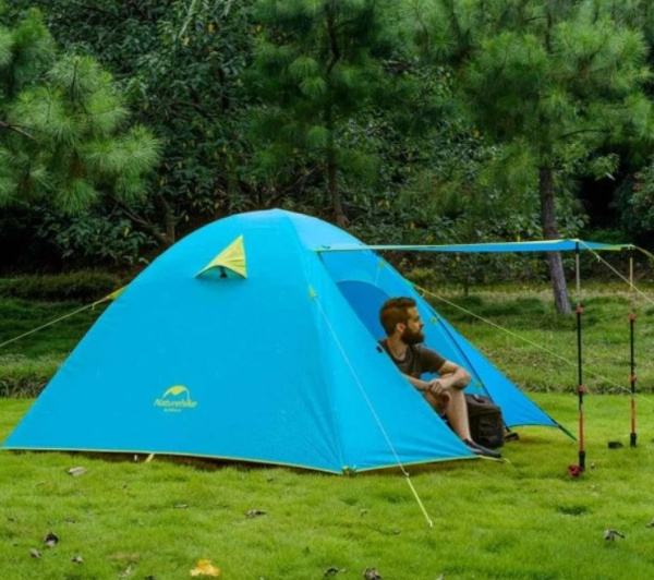 1.Палатка Naturehike P-Series 3-местная, алюминиевый каркас, голубая