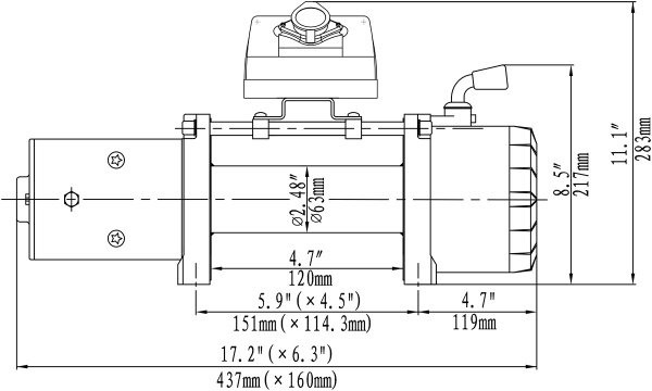 Лебёдка электрическая 12V Runva 9500 lbs 4350 кг Лебёдка электрическая 12V Runva 9500 lbs 4350 кг