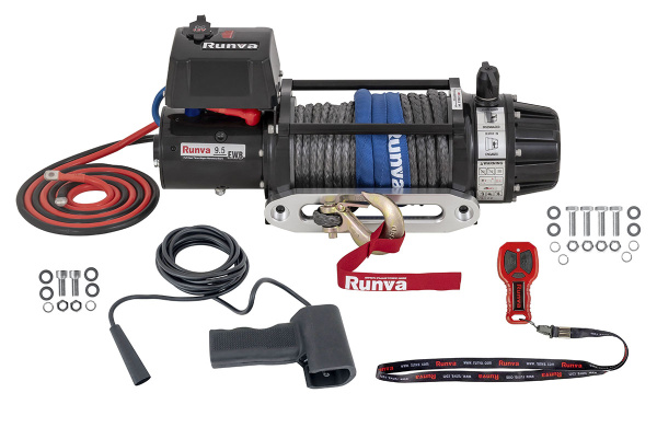 Лебёдка электрическая 12V Runva 9500 lbs 4350 кг влагозащищенная, синтетический трос Лебёдка электрическая 12V Runva 9500 lbs 4350 кг влагозащищенная, синтетический трос