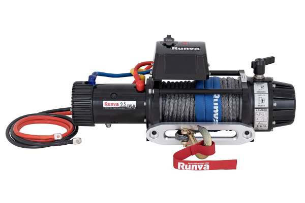 Лебёдка электрическая 12V Runva 9500 lbs 4350 кг влагозащищенная, синтетический трос Лебёдка электрическая 12V Runva 9500 lbs 4350 кг влагозащищенная, синтетический трос