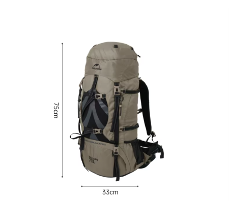 5 Рюкзак туристический Naturehike 70 л, коричневый 5 Рюкзак туристический Naturehike 70 л, коричневый
