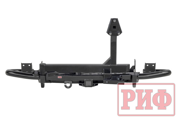 Бампер силовой/защита штатного бампера РИФ УАЗ Патриот 2015+ c квадратом под фаркоп и калиткой, стандарт