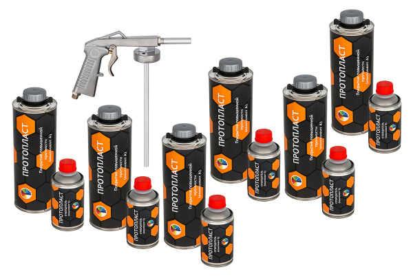 Покрытие защитное повышенной прочноcти колеруемое ПРОТОПЛАСТ, с отвердителем 6 л и пистолетом Покрытие защитное повышенной прочноcти колеруемое ПРОТОПЛАСТ, с отвердителем 6 л и пистолетом