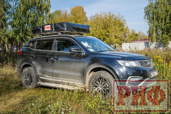 Палатка на крышу автомобиля РИФ Soft RT01-140W, тент песочный, корпус черный, 240х140х130 см