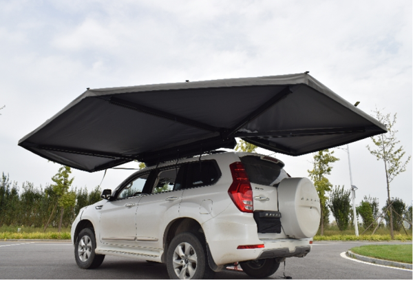 Маркиза автомобильная РИФ веерная, безопорная 2,3х2 м (левая), увеличенная, серая