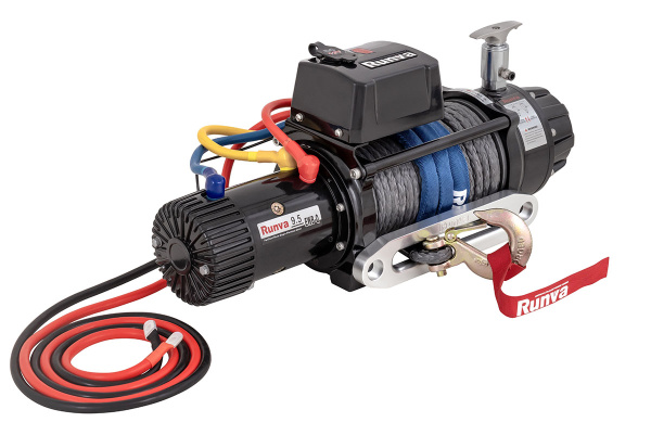 Лебёдка электрическая 12V Runva 9500 lbs 4350 кг влагозащищенная, синтетический трос, пневмороспуск Лебёдка электрическая 12V Runva 9500 lbs 4350 кг влагозащищенная, синтетический трос, пневмороспуск