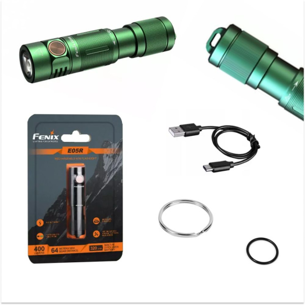 1 Фонарь Fenix E05R зелёный 400 люмен 1 Фонарь Fenix E05R зелёный 400 люмен