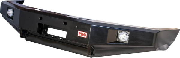 Бампер РИФ силовой передний УАЗ Патриот 2005+ с доп. фарами, без защитной дуги (под парктроник) Бампер РИФ силовой передний УАЗ Патриот 2005+ с доп. фарами, без защитной дуги (под парктроник)