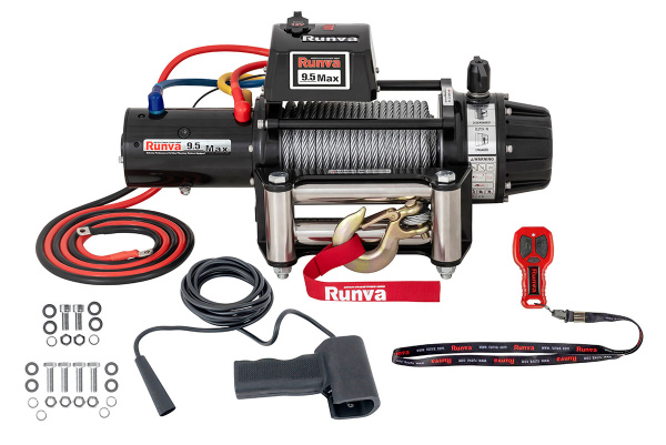 Лебёдка автомобильная электрическая 12V Runva EWB9500MAXS 4350 кг MAX влагозащищенная, стальной трос (228:1)