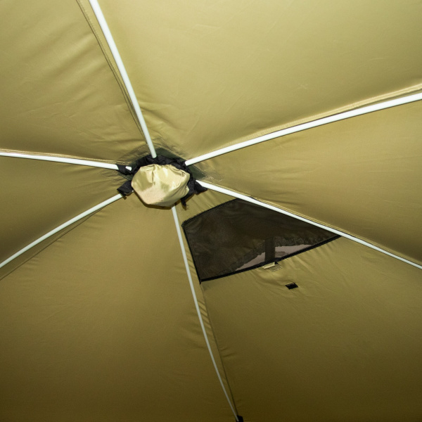 Шатер "СЛЕДОПЫТ" быстросборный, 6 стен, 3,35х3,85 м, h-2,25 м, S по полу 9,3 кв.м ОЛИВА
