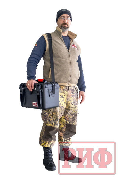 Лебёдка переносная РИФ 3500ASR c малой площадкой и проводами, синтетический трос (в защитном кейсе)