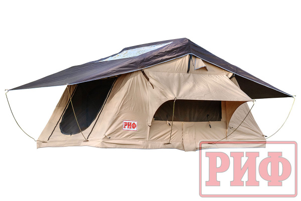 2 Палатка на крышу автомобиля РИФ Soft RT01-140, тент песочный, корпус черный, 420D, 140х120х30 см 2 Палатка на крышу автомобиля РИФ Soft RT01-140, тент песочный, корпус черный, 420D, 140х120х30 см