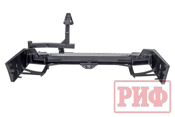 Бампер РИФ силовой задний Toyota Land Cruiser 100 с квадратом под фаркоп, калиткой и фонарями Бампер РИФ силовой задний Toyota Land Cruiser 100 с квадратом под фаркоп, калиткой и фонарями