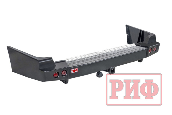 Бампер РИФ силовой задний Toyota Land Cruiser 100 с квадратом под фаркоп и фонарями Бампер РИФ силовой задний Toyota Land Cruiser 100 с квадратом под фаркоп и фонарями