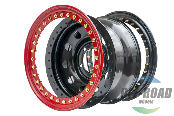 Диск усиленный УАЗ стальной черный 5x139,7 8xR16 d110 ET-19 с двойным бедлоком (красный) Диск усиленный УАЗ стальной черный 5x139,7 8xR16 d110 ET-19 с двойным бедлоком (красный)