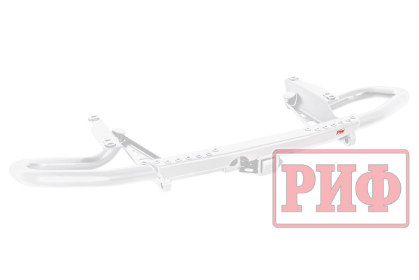 Бампер РИФ силовой задний Toyota Land Cruiser Prado 150 c квадратом под фаркоп (белый)