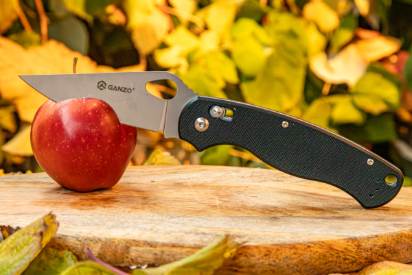 Нож складной GANZO с клипсой, длина клинка 87 мм, сталь 440С, черный