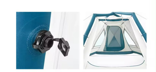 Палатка Naturehike Lingfeng Air 7.3 2-местная, быстросборная, надувной каркас, бело-голубая