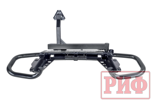 Бампер задний силовой/защита штатного бампера РИФ для Toyota Land Cruiser Prado 150 c квадратом под фаркоп, калиткой, подсветкой номера