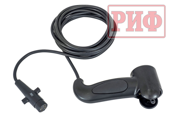 Лебёдка переносная РИФ 12000 c площадкой в квадрат для фаркопа и проводами (в сборе), стальной трос