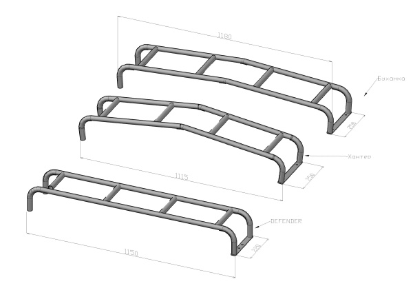 Лестница РИФ для УАЗ Хантер под задний бампер РИФ с калиткой Лестница РИФ для УАЗ Хантер под задний бампер РИФ с калиткой