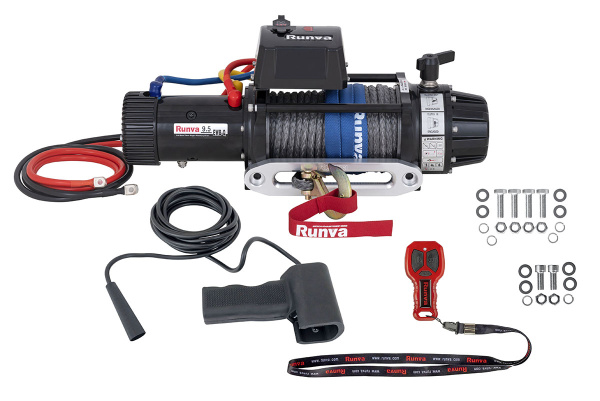 Лебёдка электрическая 12V Runva 9500 lbs 4350 кг влагозащищенная, синтетический трос Лебёдка электрическая 12V Runva 9500 lbs 4350 кг влагозащищенная, синтетический трос