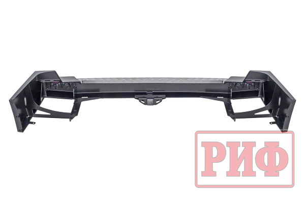 Бампер РИФ силовой задний Toyota Land Cruiser 100 с квадратом под фаркоп и фонарями