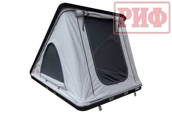 Палатка на крышу автомобиля РИФ Hard RT05-125, корпус ABS треугольник, черный, тент светло-серый Палатка на крышу автомобиля РИФ Hard RT05-125, корпус ABS треугольник, черный, тент светло-серый
